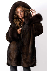 Women's exclusive alpaca coat Valentina Brown Melange